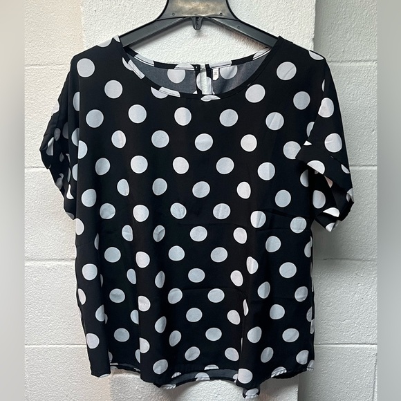 Plus Polka Dot Keyhole Back Blouse 2X - Picture 1 of 4